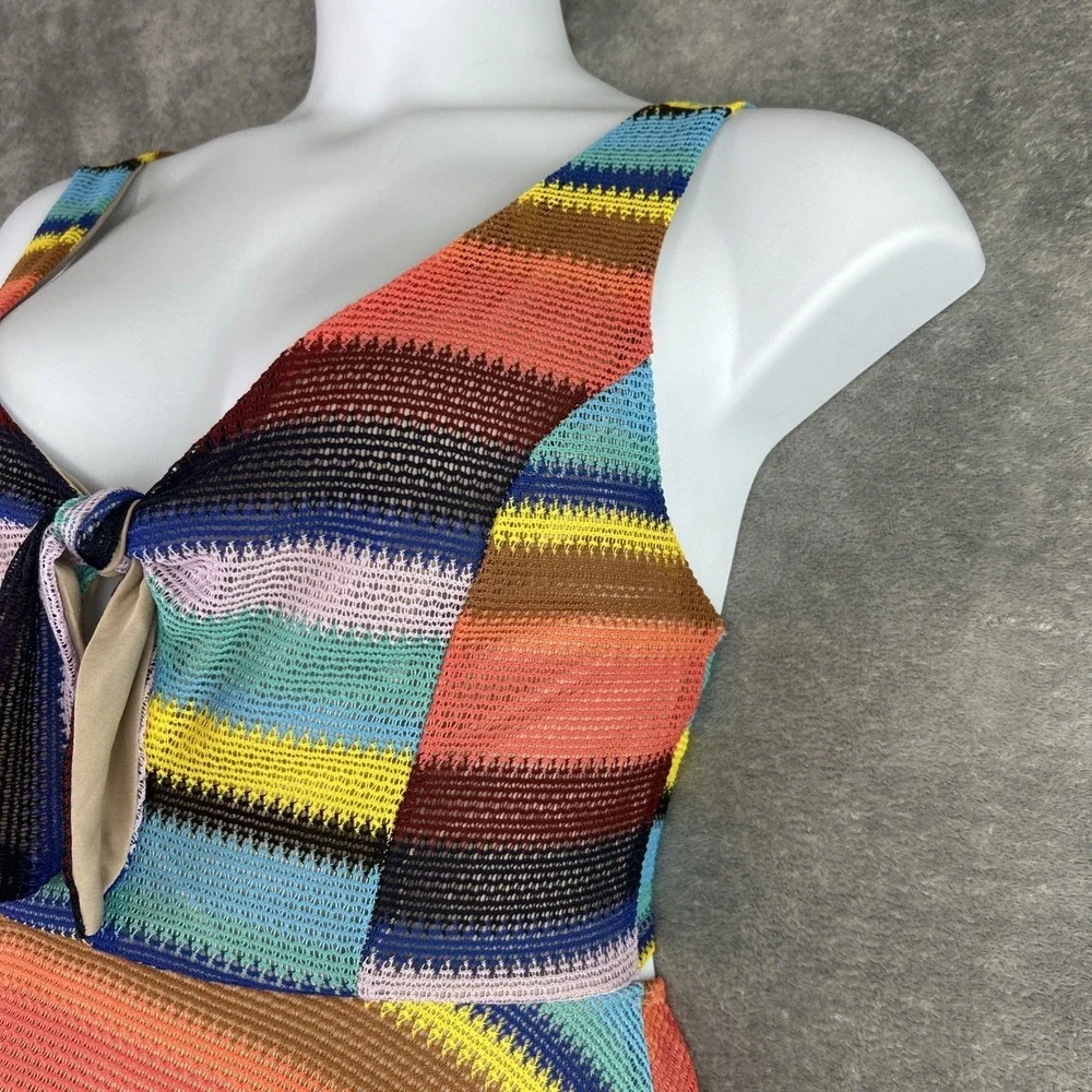 Karlie Dress Size M Striped Knit Skater Halter Top Lined Mod Retro‎ 70's Vintage